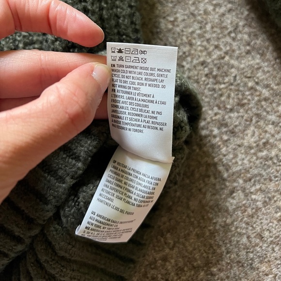 American Eagle Outfitters Mock Neck Green Cable Knit Long Sleeve Sweater Mens S - Picture 7 of 12